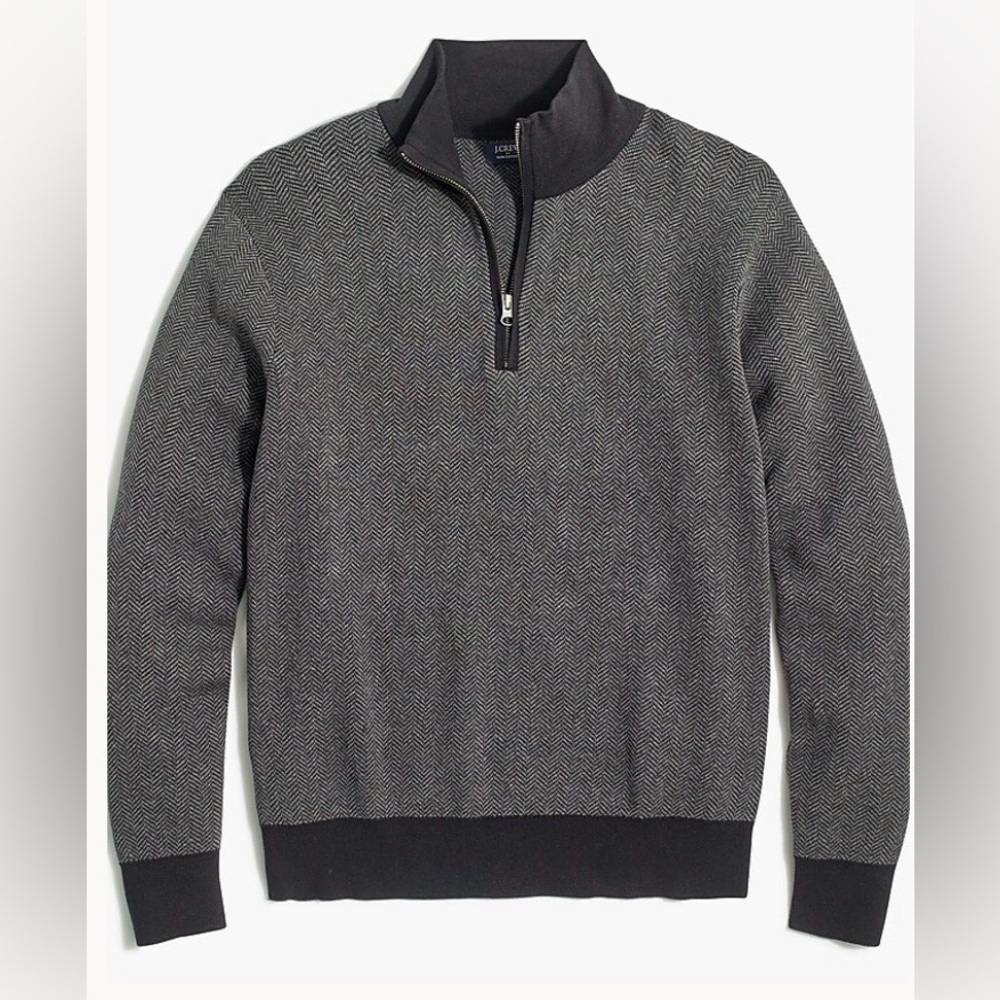 NWT JCrew Factory Cotton half-zip sweater in herringbone